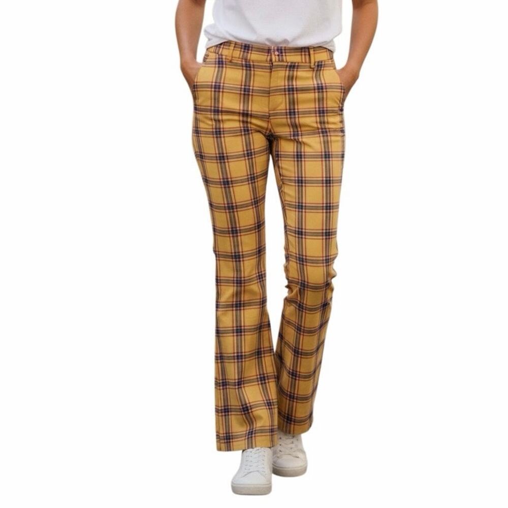 Anthropologie Essential Collection Yellow Plaid Cropped Trousers 12P